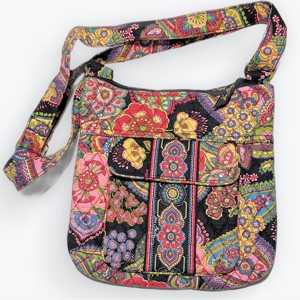 Vera Bradley Symphony In Hue Crossbody Paisley Floral Preppy Shoulderbag ~ EUC